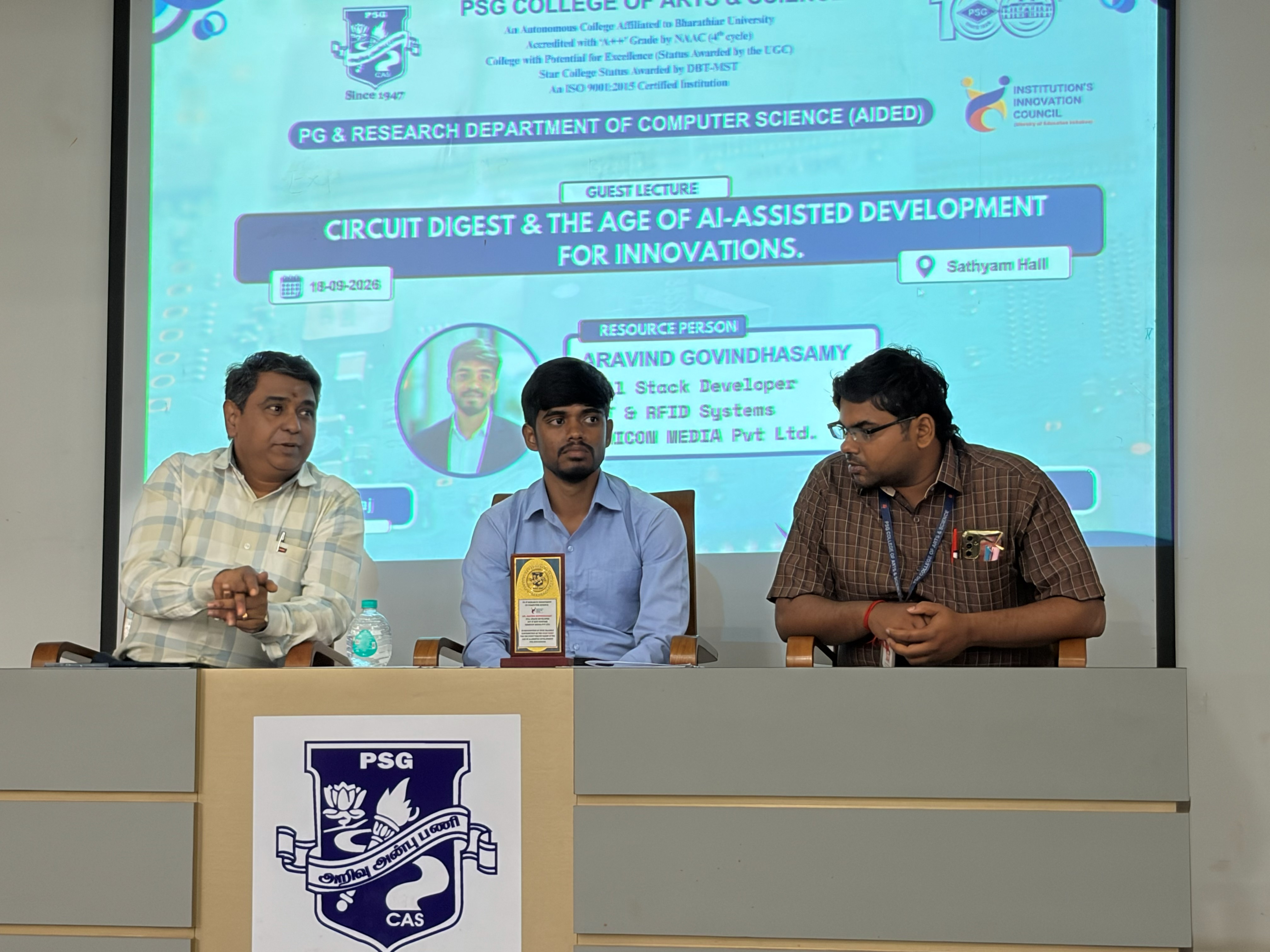 Seated with the memento at the end of the session